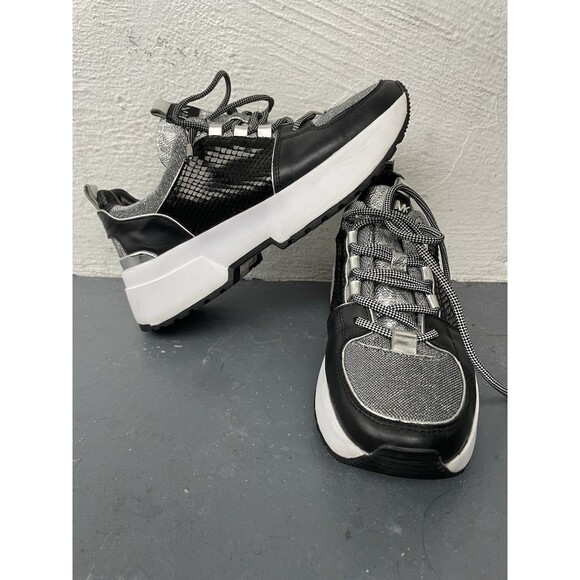 MICHAEL MICHAEL KORS Cosmo Metallic Logo Mixed-Media Trainer SZ 6 M - Picture 1 of 16